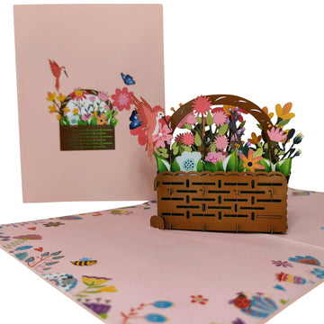 Wicker Flower Basket Pop-Up Card